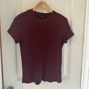 Theory Ribbed Red Tee